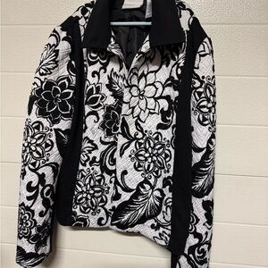 Alfred Dunner Black and White Floral Blazer